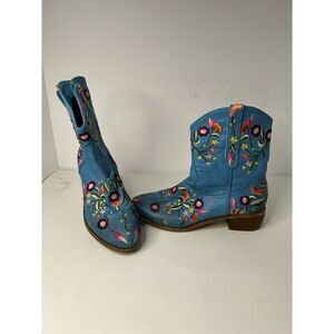 2Lips too Embroidered Beautiful Blue Cowboy Boots Sz‎ 9